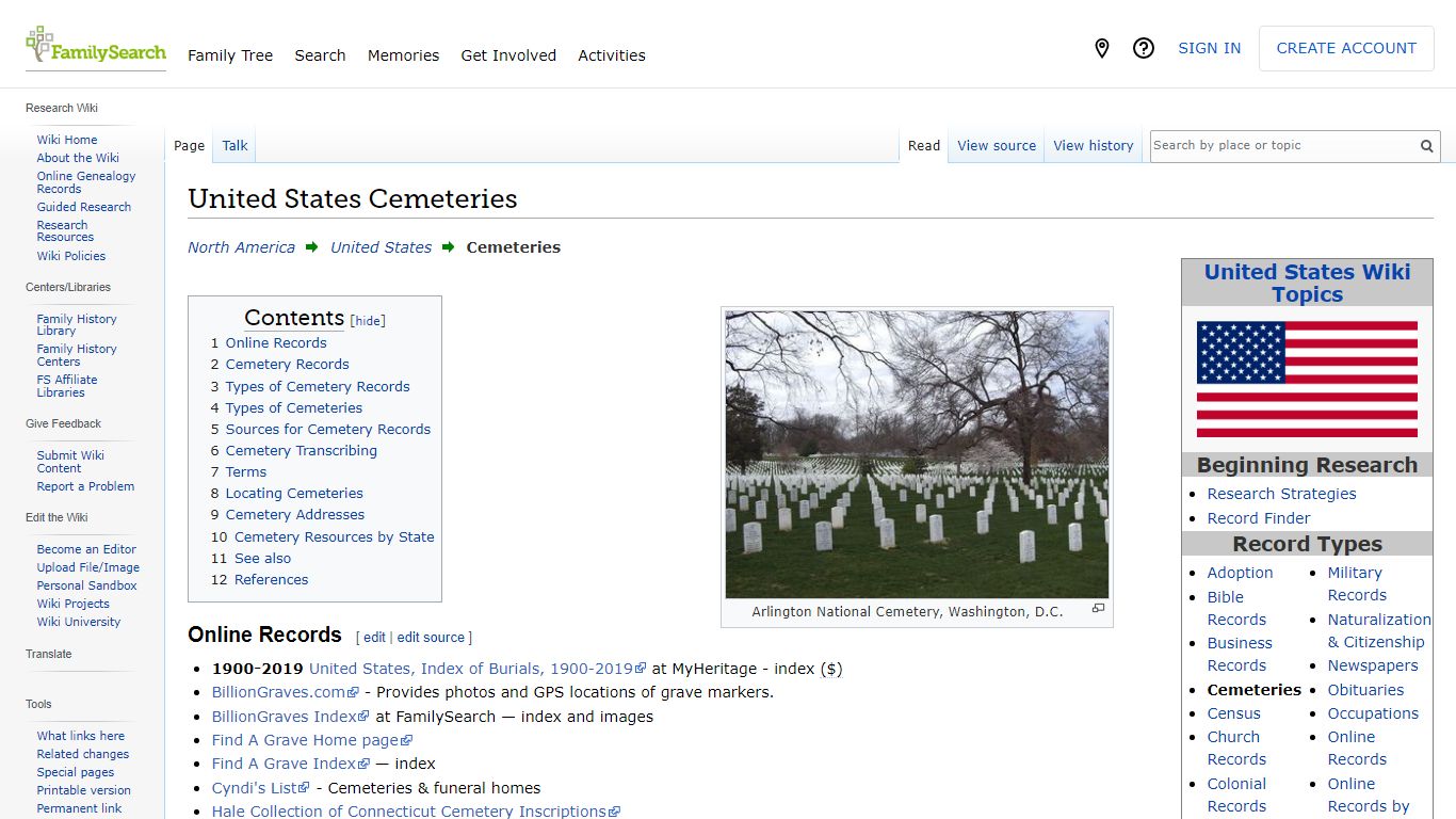 United States Cemeteries • FamilySearch